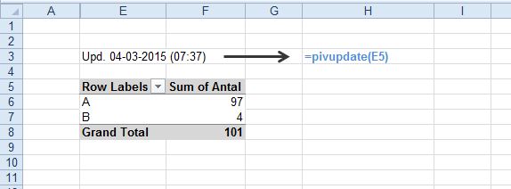 Uppdatera Pivottabeller i Excel