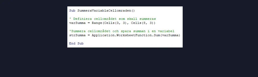 Lär dig hur du använder Excels funktioner i VBA för att effektivt summera cellområden.